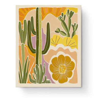 Desert Cactus Scene - Minimalistic by miicreative. A vibrant depiction of a cactus landscape with bold earthy tones. Perfect for mindfulness and creativity.