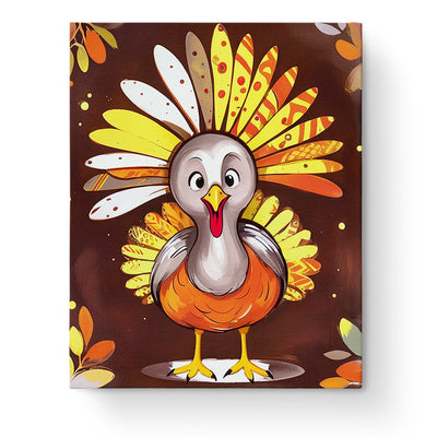 A cheerful turkey illustration as part of the Colorful Turkey Delight - Kids by miicreative. Features vibrant feathers and promotes mindfulness and creativity.