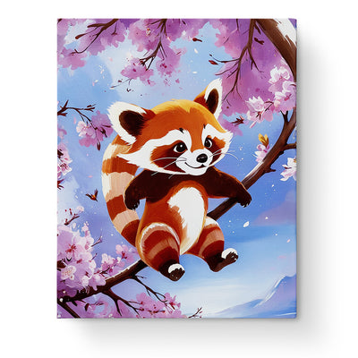 Cheerful Panda Blossom - Kids by miicreative. A cute panda nestled among vibrant cherry blossoms, perfect for inspiring mindfulness and creativity.