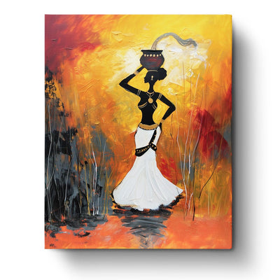 Elegant African Lady with Water Pot - miicreative - Paint by Numbers fixed Kit